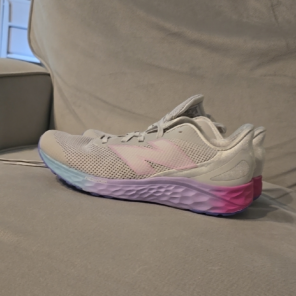 Gray and Pink Athletic Shoes with Breathable Mesh